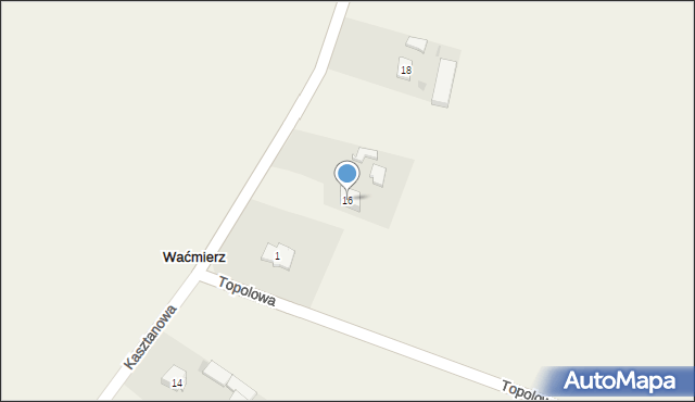 Waćmierz, Kasztanowa, 16, mapa Waćmierz