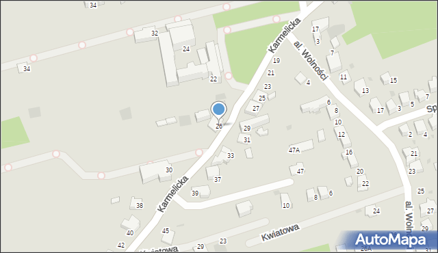 Wadowice, Karmelicka, 26, mapa Wadowice