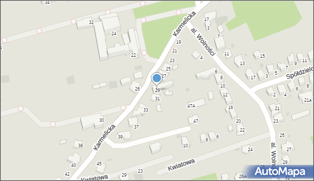 Wadowice, Karmelicka, 29, mapa Wadowice