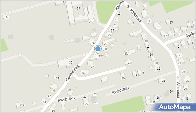 Wadowice, Karmelicka, 33, mapa Wadowice