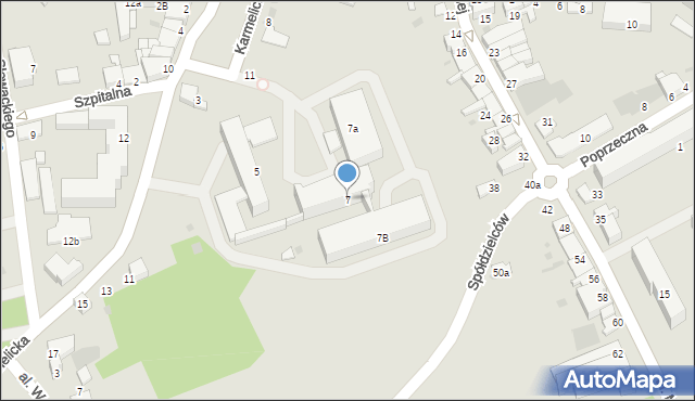 Wadowice, Karmelicka, 7, mapa Wadowice