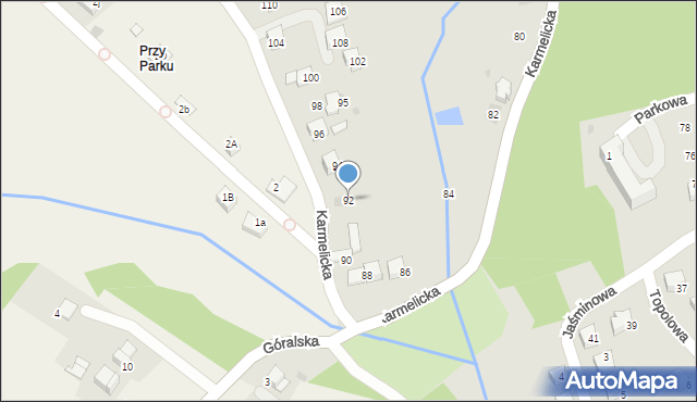 Wadowice, Karmelicka, 92, mapa Wadowice