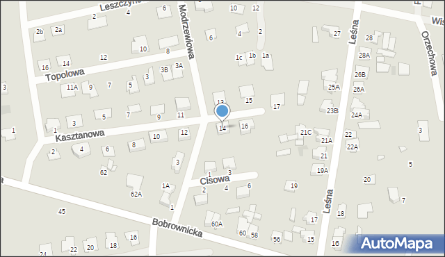 Wągrowiec, Kasztanowa, 14, mapa Wągrowiec