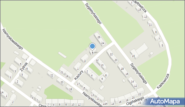 Wałbrzych, Kazury Stanisława, 5, mapa Wałbrzycha