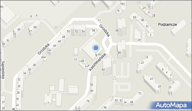 Wałbrzych, Kasztelańska, 9, mapa Wałbrzycha