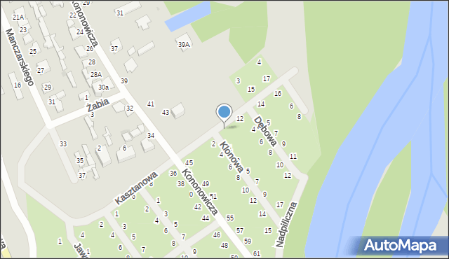 Warka, Kasztanowa, 10, mapa Warka