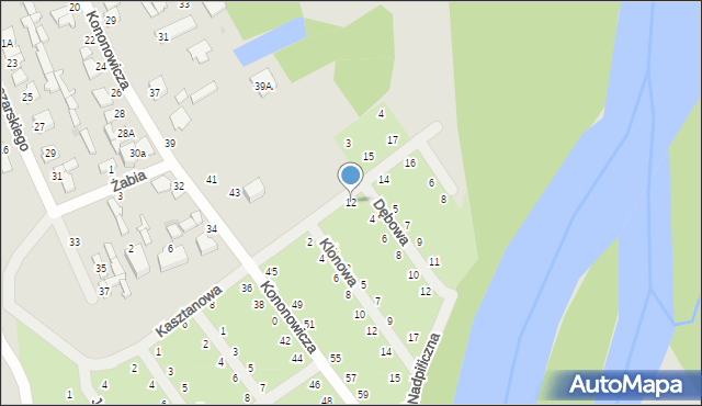 Warka, Kasztanowa, 12, mapa Warka