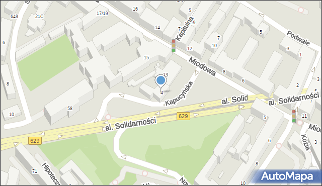 Warszawa, Kapucyńska, 4, mapa Warszawy