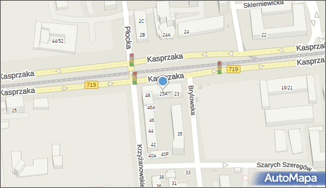 Warszawa, Kasprzaka Marcina, 23A, mapa Warszawy