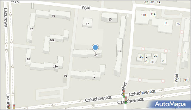 Warszawa, Karabeli, 3A, mapa Warszawy