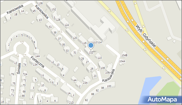 Warszawa, Kaniowska, 112, mapa Warszawy