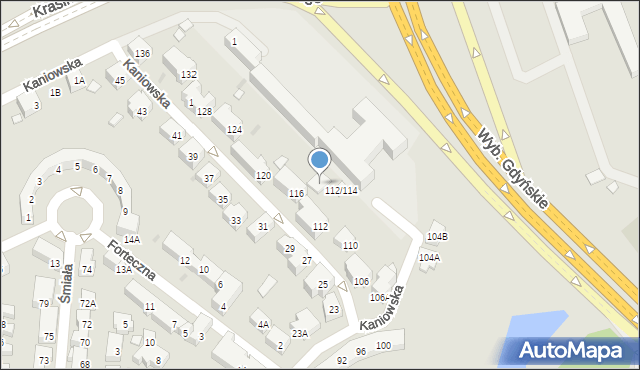 Warszawa, Kaniowska, 116A, mapa Warszawy