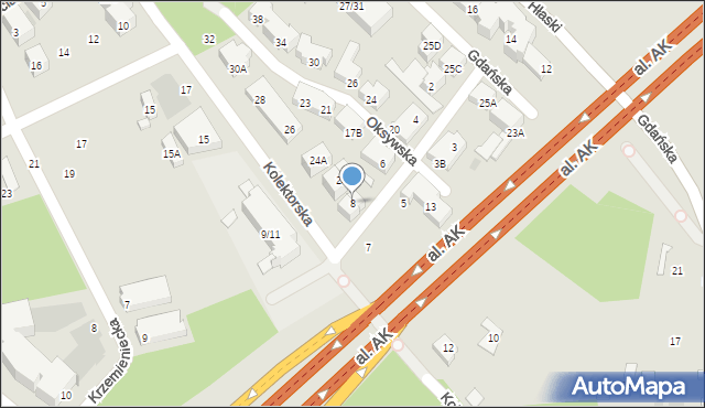 Warszawa, Kaskadowa, 8, mapa Warszawy