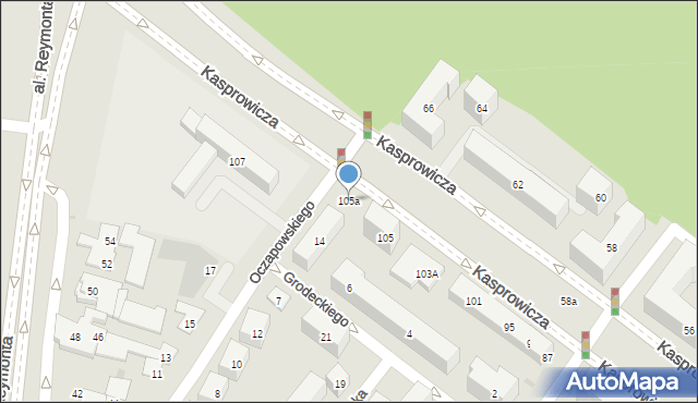 Warszawa, Kasprowicza Jana, 105a, mapa Warszawy