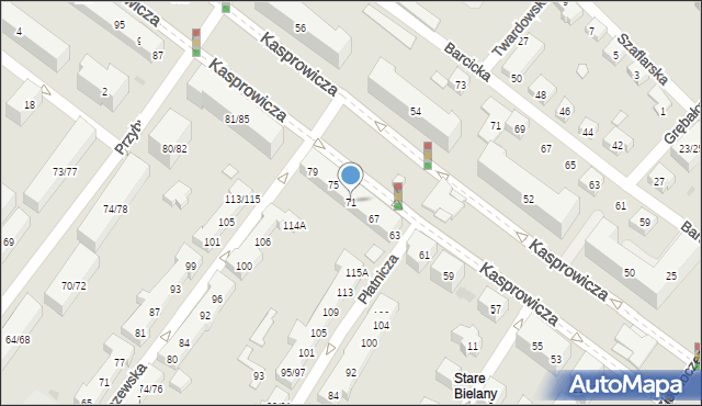 Warszawa, Kasprowicza Jana, 71, mapa Warszawy