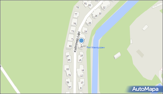 Warszawa, Kalinowej Łąki, 20, mapa Warszawy