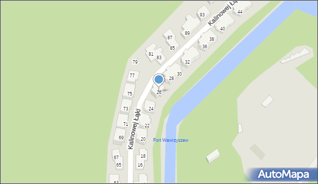 Warszawa, Kalinowej Łąki, 26, mapa Warszawy