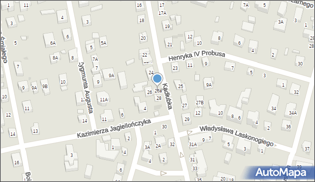 Warszawa, Kadłubka Wincentego, bp., 26a, mapa Warszawy