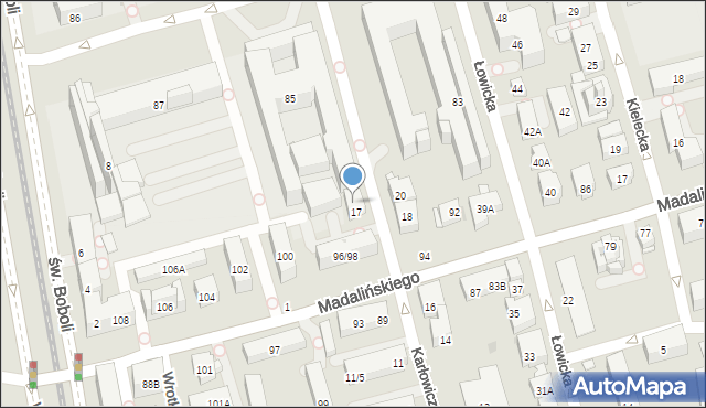 Warszawa, Karłowicza Mieczysława, 17A, mapa Warszawy
