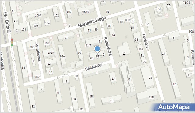 Warszawa, Karłowicza Mieczysława, 9B, mapa Warszawy