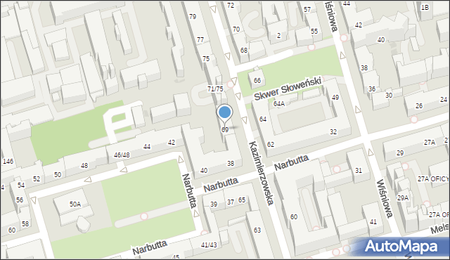 Warszawa, Kazimierzowska, 69, mapa Warszawy