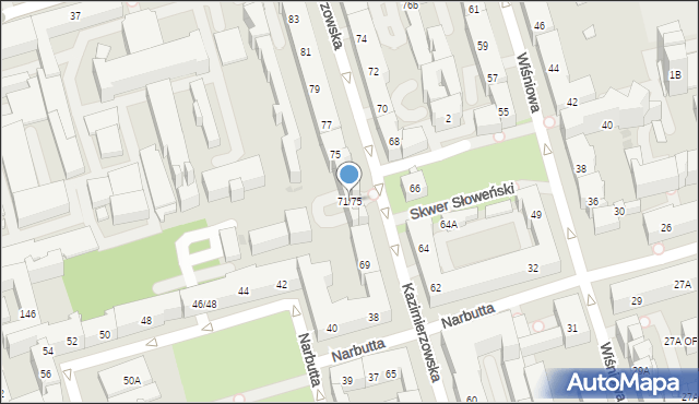Warszawa, Kazimierzowska, 71/75, mapa Warszawy