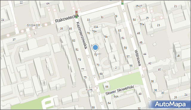 Warszawa, Kazimierzowska, 72, mapa Warszawy