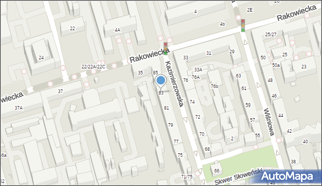 Warszawa, Kazimierzowska, 83, mapa Warszawy