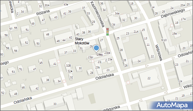 Warszawa, Kazimierzowska, 23zk, mapa Warszawy