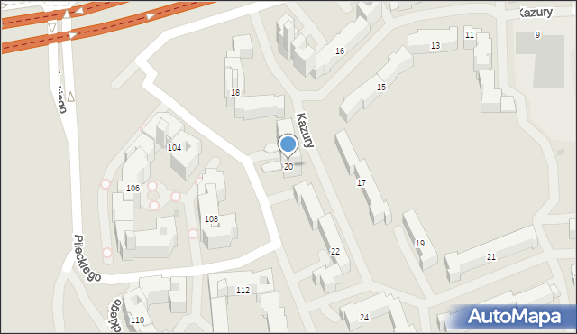 Warszawa, Kazury Stanisława, 20, mapa Warszawy