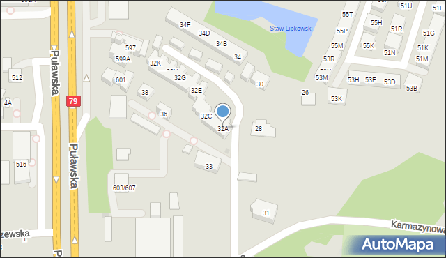 Warszawa, Karmazynowa, 32A, mapa Warszawy