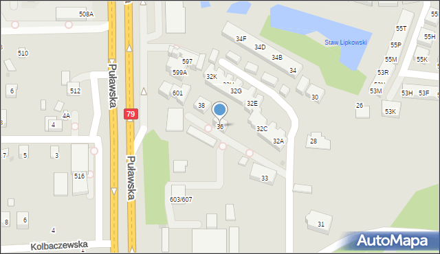 Warszawa, Karmazynowa, 36, mapa Warszawy