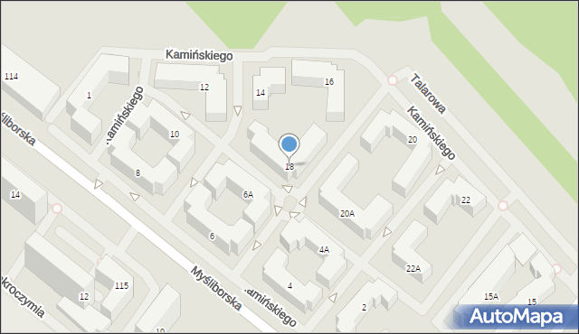 Warszawa, Kamińskiego Aleksandra, dh., 18, mapa Warszawy