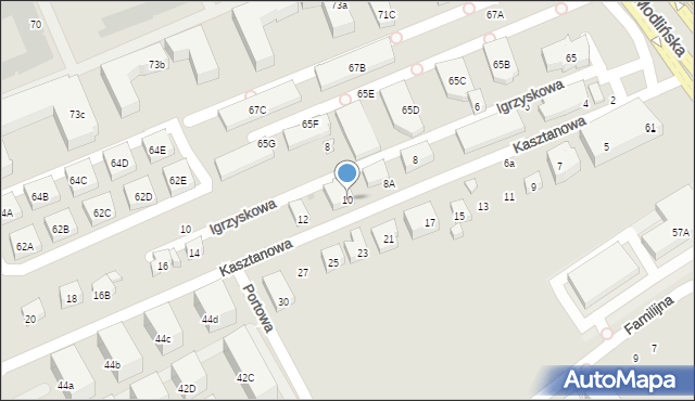 Warszawa, Kasztanowa, 10, mapa Warszawy