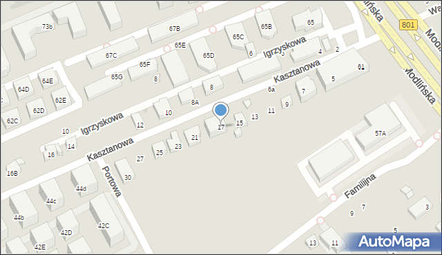 Warszawa, Kasztanowa, 17, mapa Warszawy