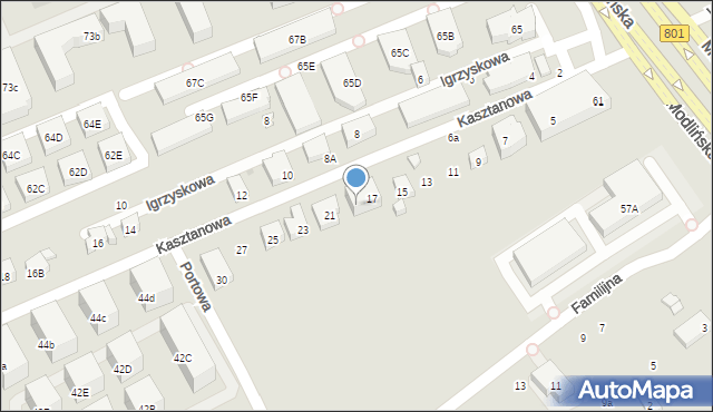 Warszawa, Kasztanowa, 19, mapa Warszawy