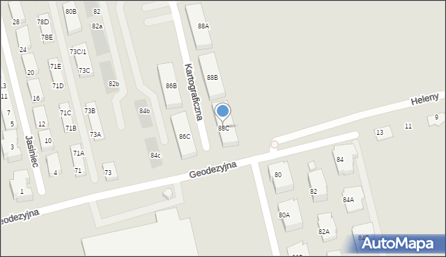 Warszawa, Kartograficzna, 88C, mapa Warszawy