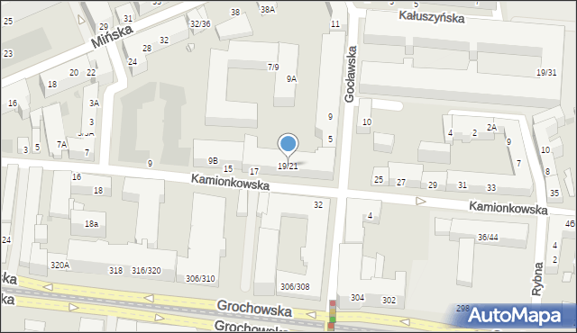 Warszawa, Kamionkowska, 19/21, mapa Warszawy
