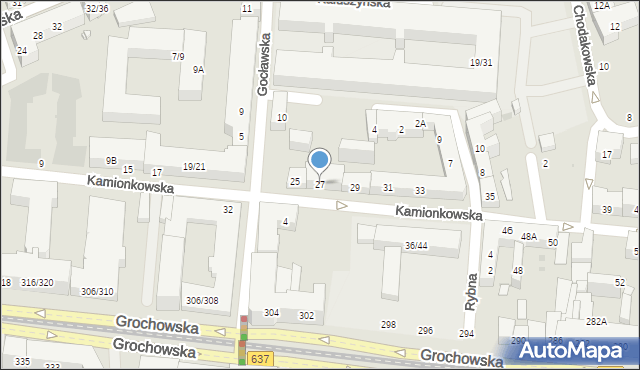 Warszawa, Kamionkowska, 27, mapa Warszawy