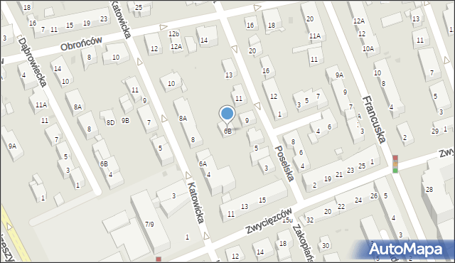 Warszawa, Katowicka, 6B, mapa Warszawy