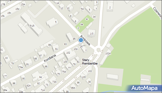 Warszawa, Kadrowa, 1A, mapa Warszawy