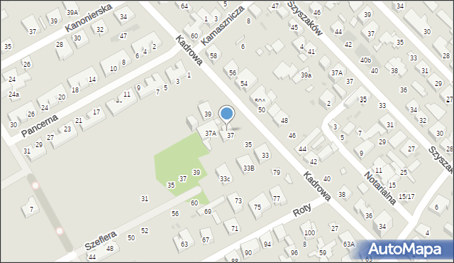 Warszawa, Kadrowa, 37B, mapa Warszawy