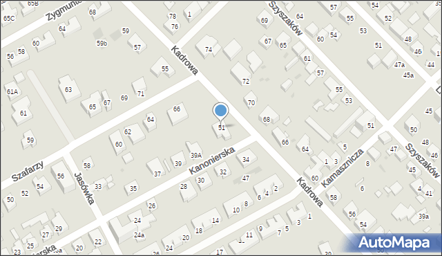 Warszawa, Kadrowa, 51, mapa Warszawy