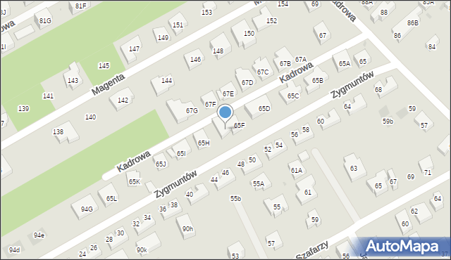 Warszawa, Kadrowa, 65G, mapa Warszawy