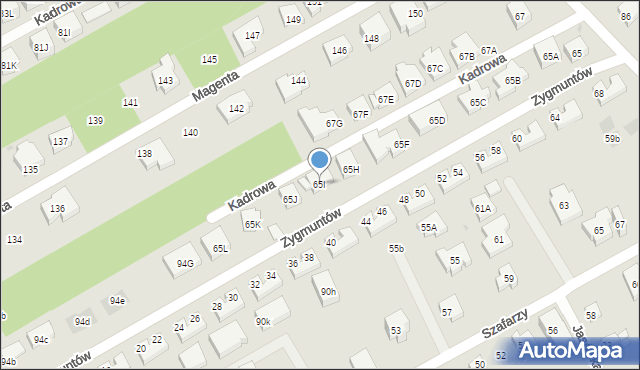 Warszawa, Kadrowa, 65I, mapa Warszawy