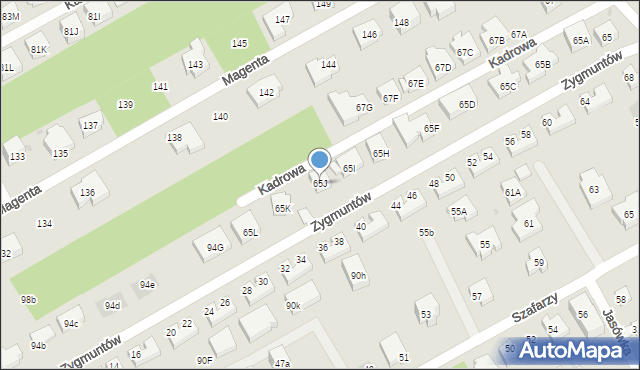 Warszawa, Kadrowa, 65J, mapa Warszawy