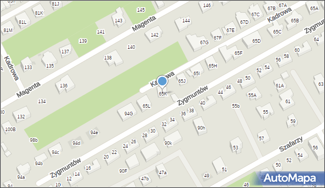 Warszawa, Kadrowa, 65K, mapa Warszawy