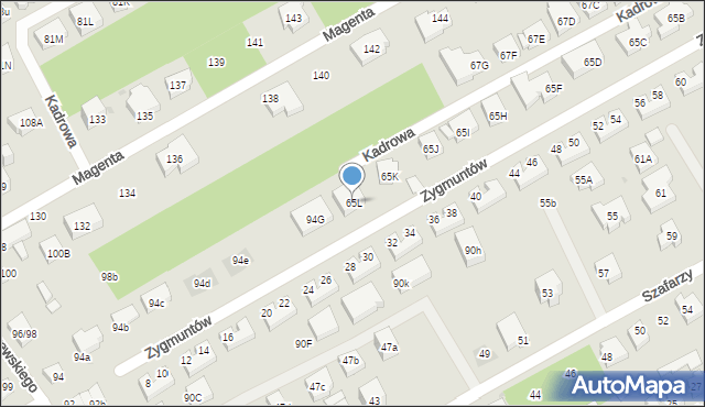 Warszawa, Kadrowa, 65L, mapa Warszawy