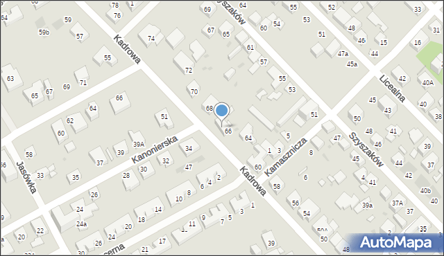 Warszawa, Kadrowa, 66A, mapa Warszawy