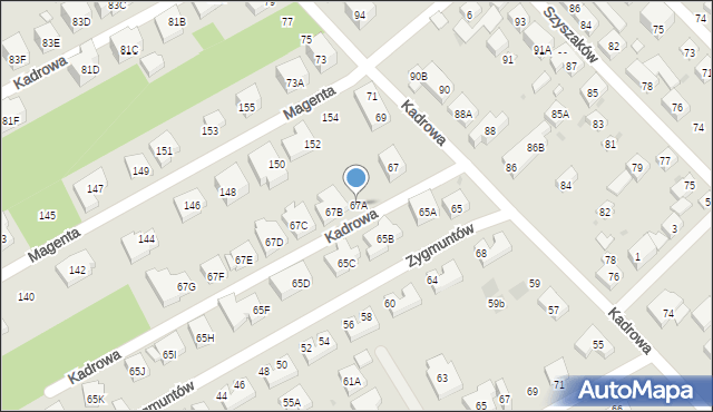 Warszawa, Kadrowa, 67A, mapa Warszawy